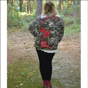 Camo “Troublemaker” Jacket w/rose detail